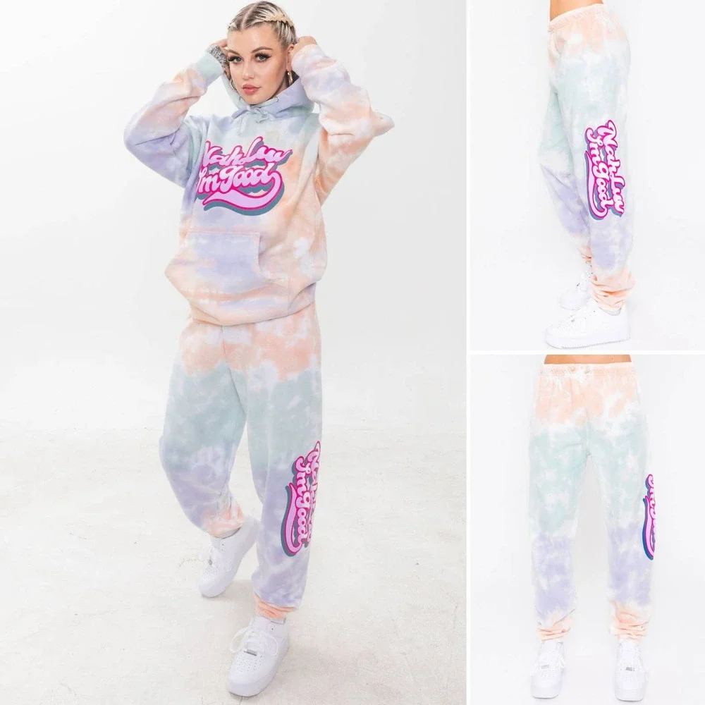NEW By Samii Ryan Nah Luv Tie-Dye Sweatpants Size Large - Picture 1 of 9
